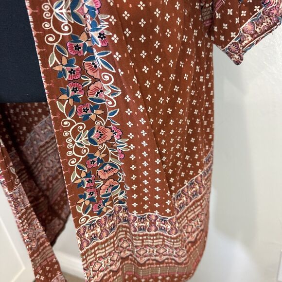 Angie Kimono Women's Size Large Floral Open Front Boho Hippie Chic Preppy - Picture 8 of 11